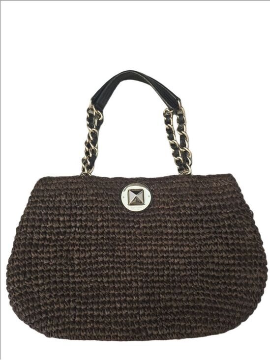 kate spade Handbags - Kate Spade Vintage Rose Hall Monette Woven Straw Shoulder Bag, Dark Brown